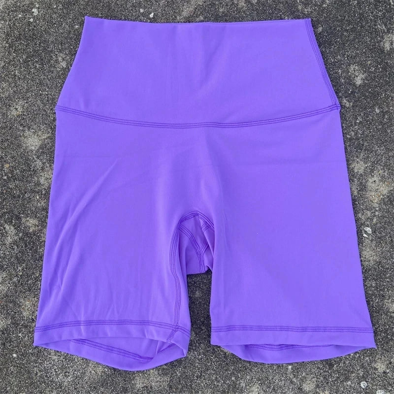 Solid Color Women Fitness Sports Short High Waist Yoga Short Leg Cycling Comprehensive Training Jog Squat Proof Internal Pocket
