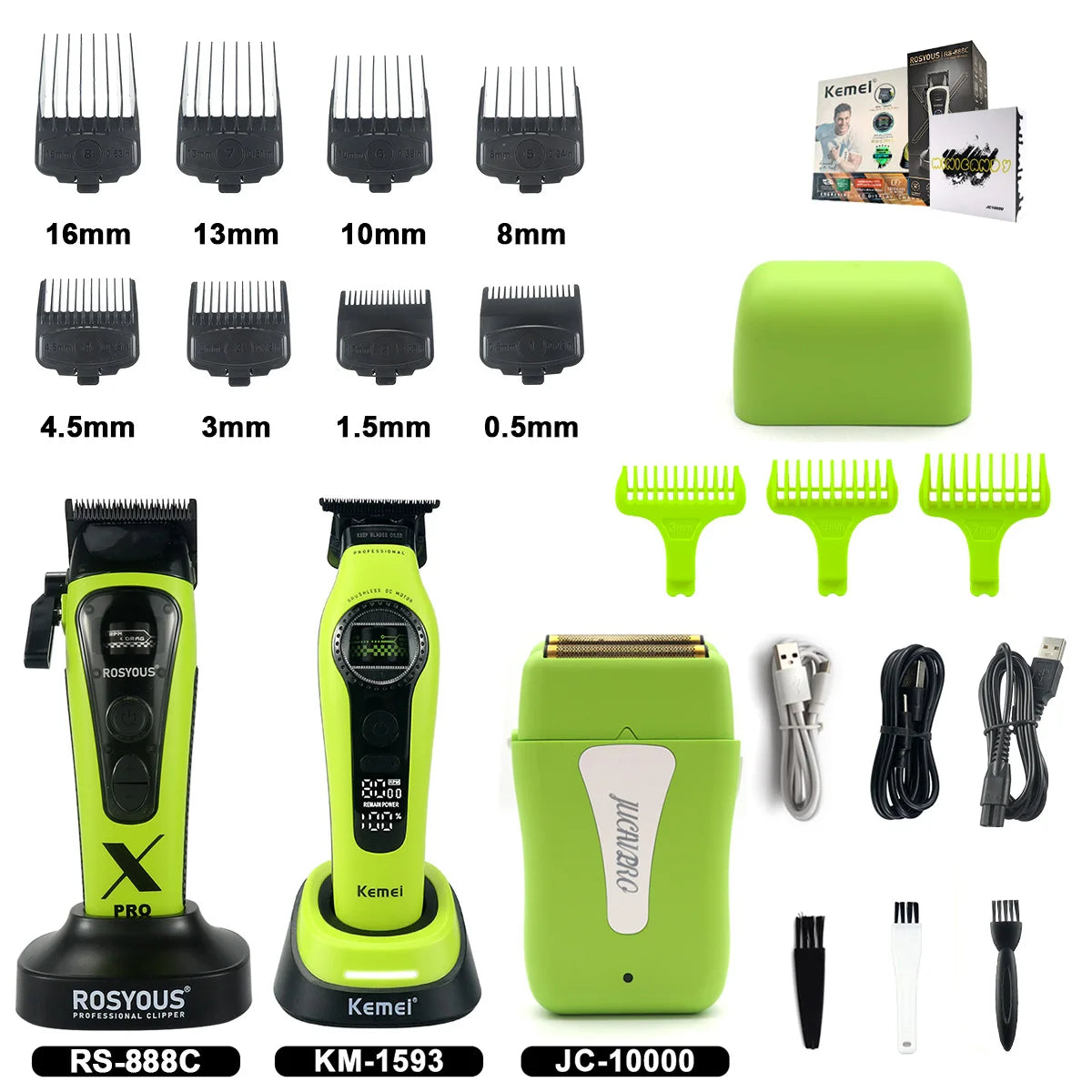 ROSYOUS 888C Professional Bold Hair Cut Machine 8000RPM DLC Blade Base Charger External Rotor Brushless Motor Men's Hair Clipper