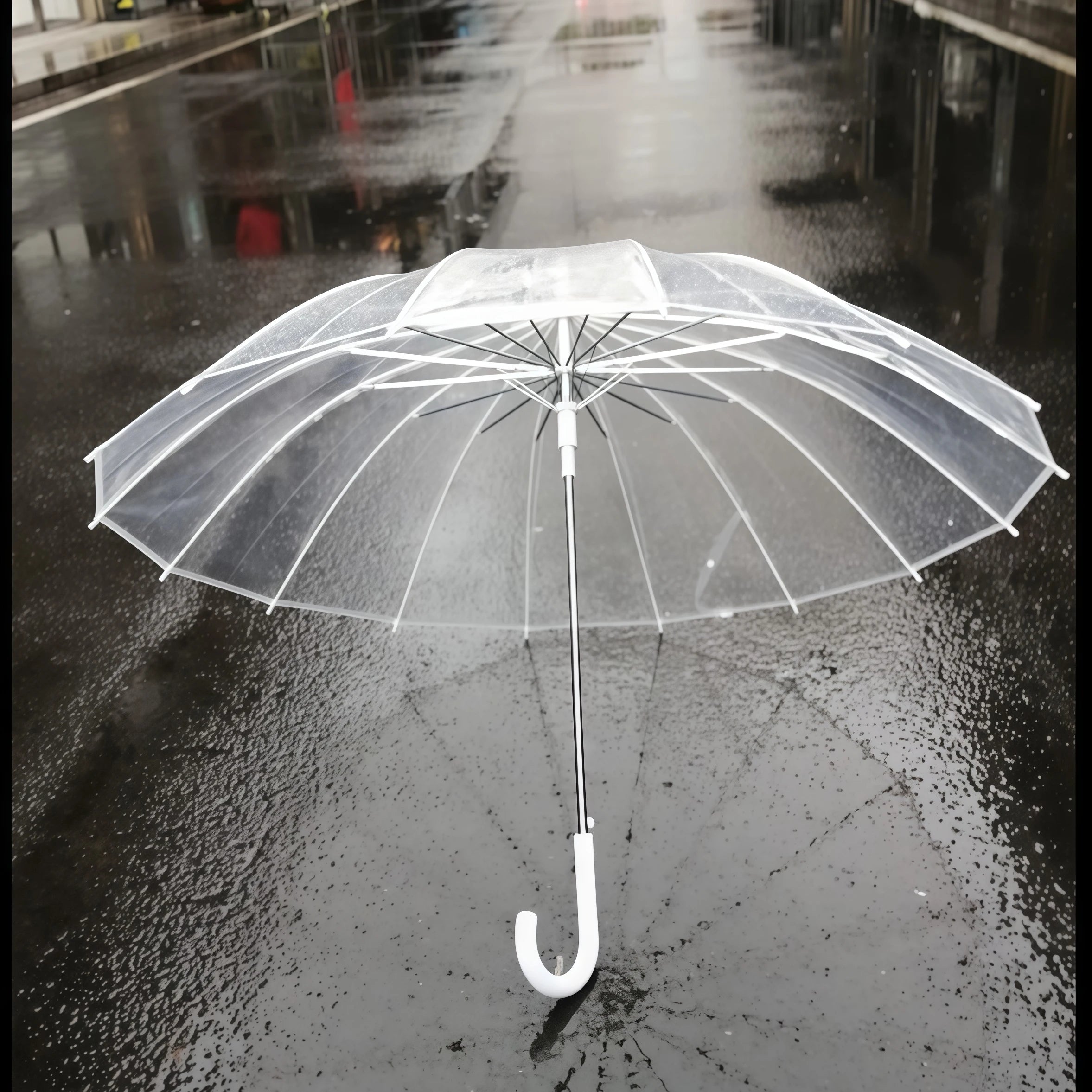 Korean Style Long Handle Automatic Umbrella Transparent Women's Curve Hook Couple's Popular Windproof Double Person Umbrella
