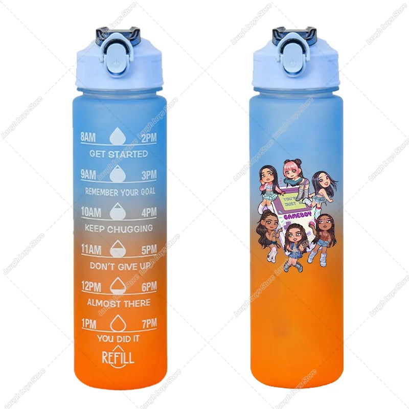 750ML Kpop Katseye Gradient Color Water Cup Popular Cartoon Print Girls Drinking Bottle Women Outdoor Portable Strawing Bottles