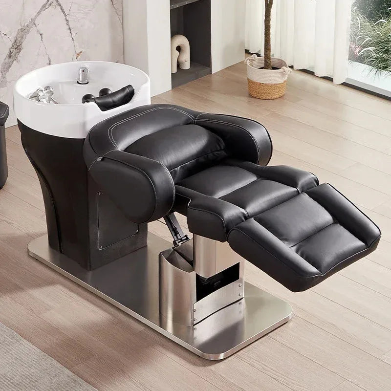 Electric Adjustable Lift Barber Chair Salon Hair Wash Shampoo Bowl Sink Shampoo Bed 2026 - Comfortable Barber Chair with Built-i
