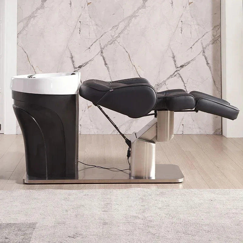 Electric Adjustable Lift Barber Chair Salon Hair Wash Shampoo Bowl Sink Shampoo Bed 2026 - Comfortable Barber Chair with Built-i