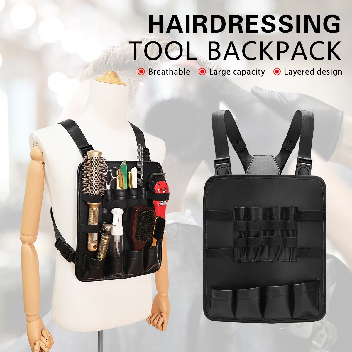NEW Type Barber Stylish Haircut Tool Storage Chest Bags Leather Fashionable Functional Chest Rigs Bag For Salon Portable