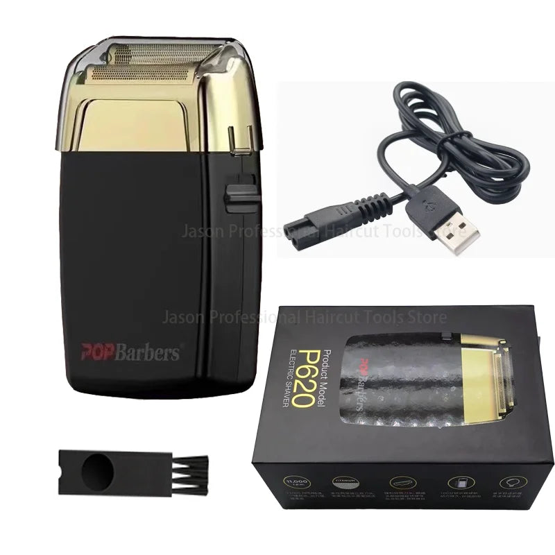 POP Barbers P620 11000RPM Black Gold Whitening Device Oil Head Gradient Bald Artifact Hair Salon Special Trimming Shaver