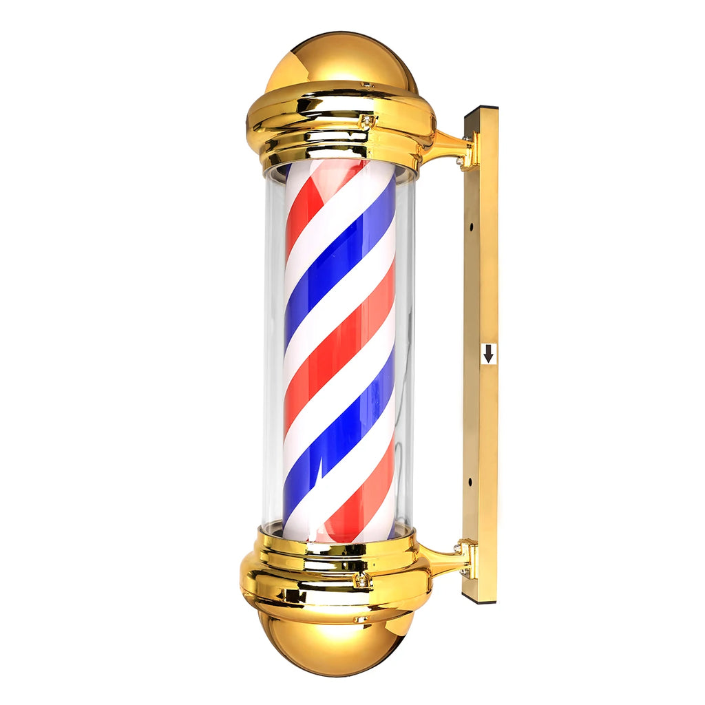 27inch Hair Salon Pole Light Hairdressing LED Sign Wall Mounted Red White Blue Stripes Light Barbershop Rotating Open Sign