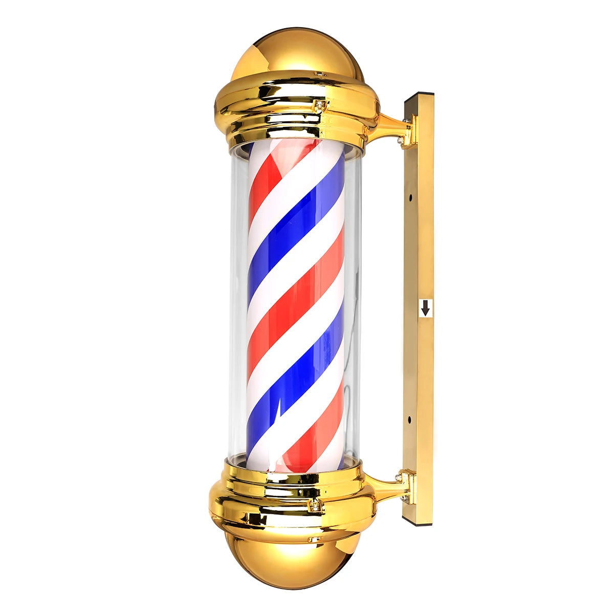 27inch Hair Salon Pole Light Hairdressing LED Sign Wall Mounted Red White Blue Stripes Light Barbershop Rotating Open Sign