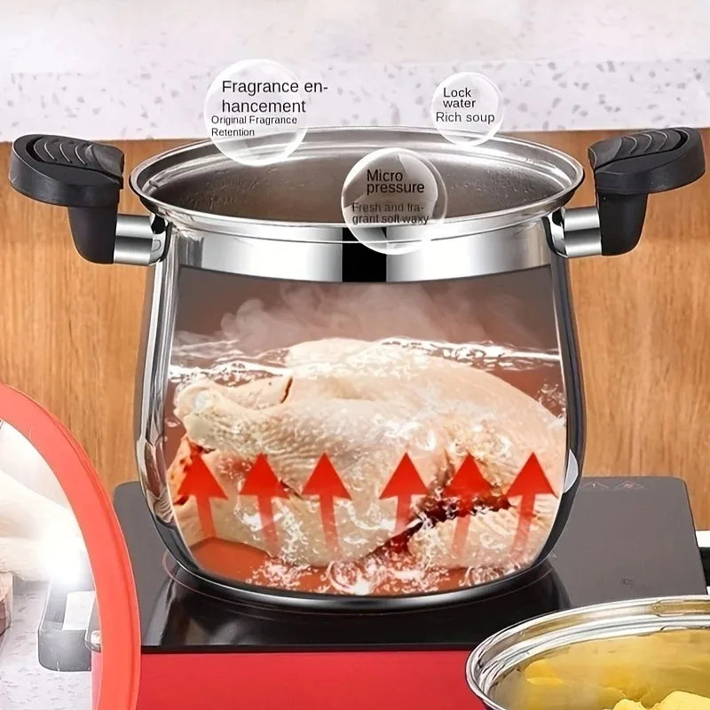 304 Stainless Steel Pressure Cooker Food Grade Fast Cooking Pot With Lid Non Stick Induction Gas Safe Dishwasher Home Restaurant