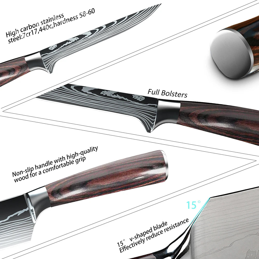 6 Inch Boning Knife Barbecue Knife High Carbon Butcher Knife Pakka Stainless Steel Wooden Handle Filleting Knives for Meat Cut