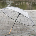 Korean Style Long Handle Automatic Umbrella Transparent Women's Curve Hook Couple's Popular Windproof Double Person Umbrella