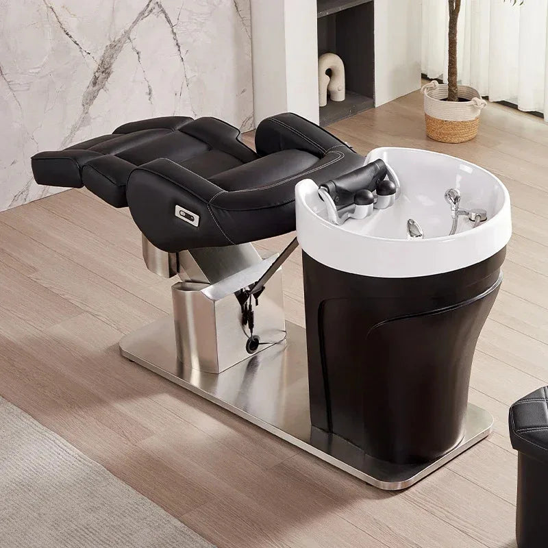 Electric Adjustable Lift Barber Chair Salon Hair Wash Shampoo Bowl Sink Shampoo Bed 2026 - Comfortable Barber Chair with Built-i