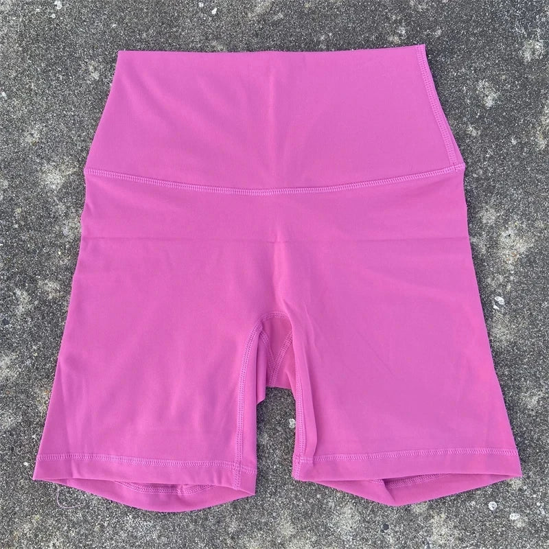 Solid Color Women Fitness Sports Short High Waist Yoga Short Leg Cycling Comprehensive Training Jog Squat Proof Internal Pocket