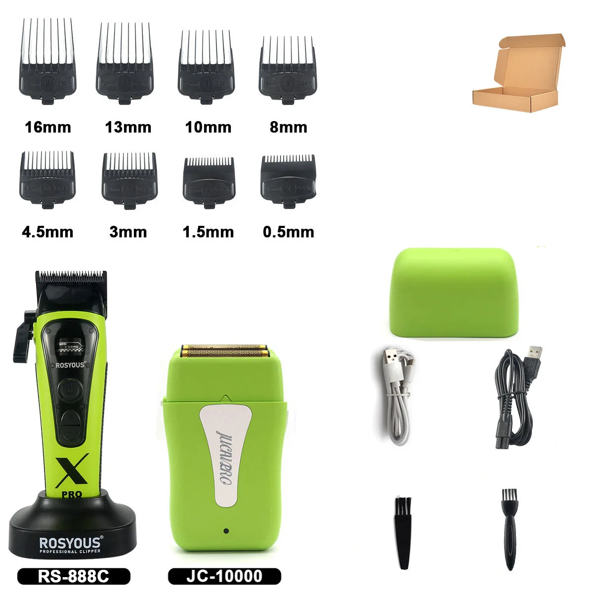 ROSYOUS 888C Professional Bold Hair Cut Machine 8000RPM DLC Blade Base Charger External Rotor Brushless Motor Men's Hair Clipper