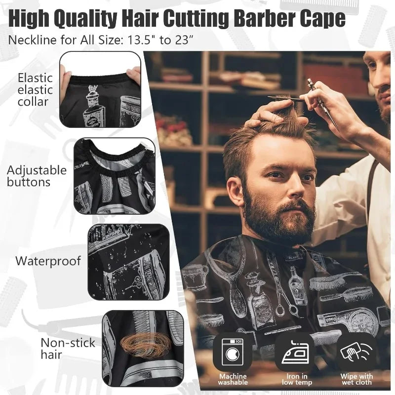 WANMEI Barber Cloak Set with Dust Removal Brush and Comb Professional Barber Accessories Clean Supplies Salon Haircut Styling