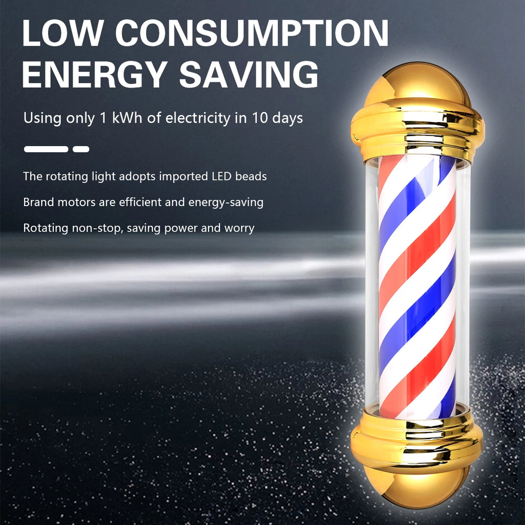 27inch Hair Salon Pole Light Hairdressing LED Sign Wall Mounted Red White Blue Stripes Light Barbershop Rotating Open Sign