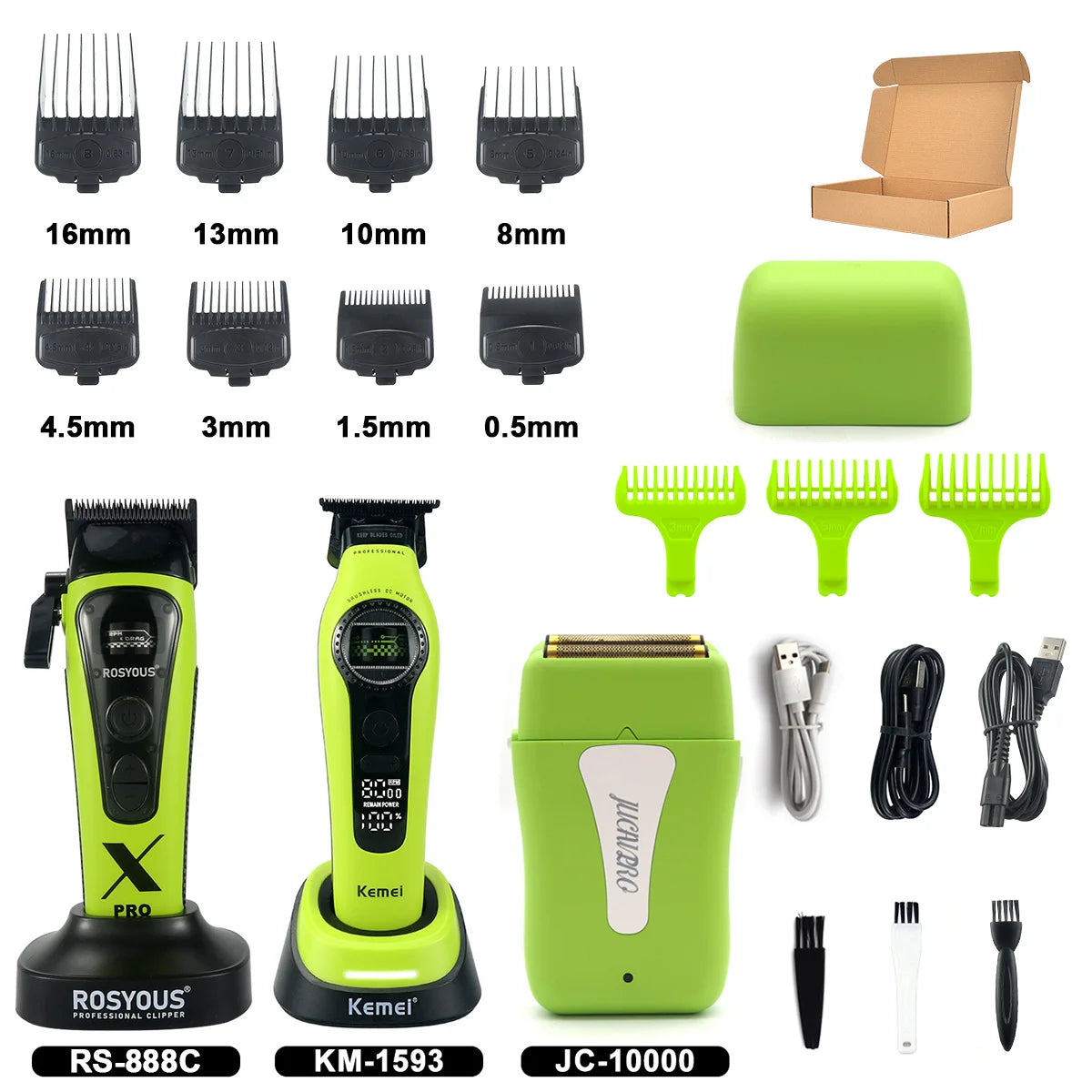 ROSYOUS 888C Professional Bold Hair Cut Machine 8000RPM DLC Blade Base Charger External Rotor Brushless Motor Men's Hair Clipper