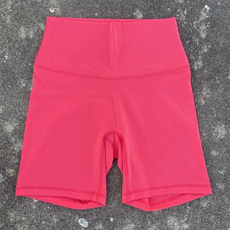 Solid Color Women Fitness Sports Short High Waist Yoga Short Leg Cycling Comprehensive Training Jog Squat Proof Internal Pocket