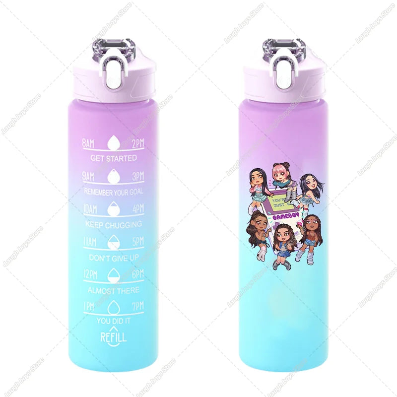 750ML Kpop Katseye Gradient Color Water Cup Popular Cartoon Print Girls Drinking Bottle Women Outdoor Portable Strawing Bottles