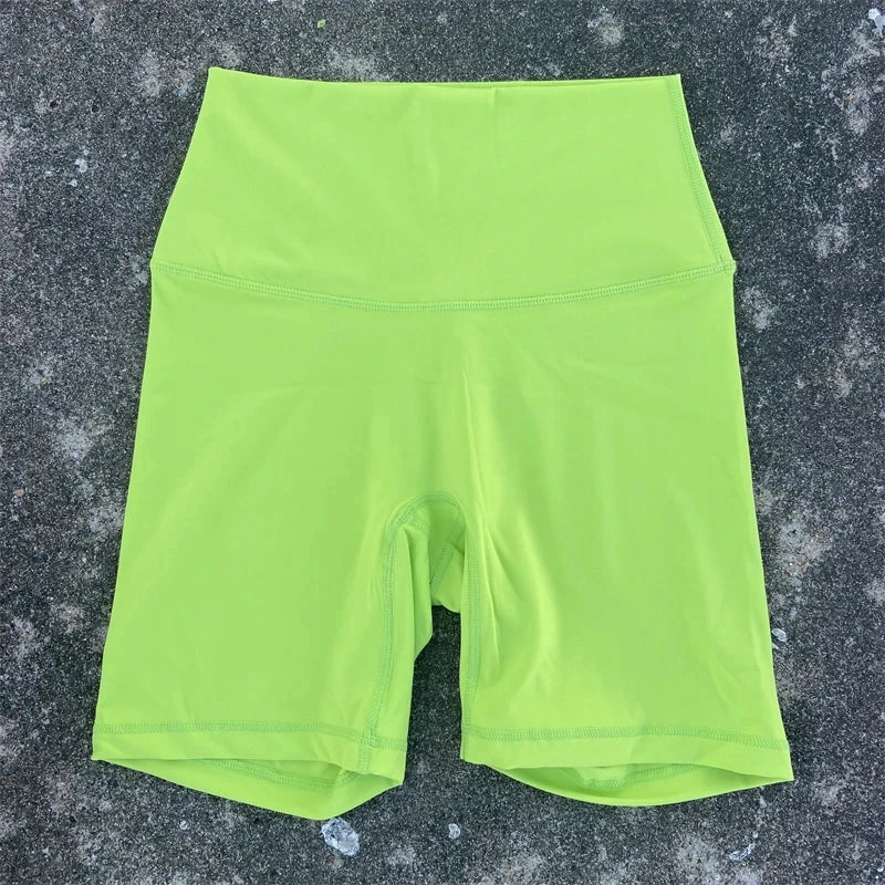 Solid Color Women Fitness Sports Short High Waist Yoga Short Leg Cycling Comprehensive Training Jog Squat Proof Internal Pocket