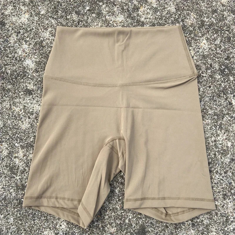 Solid Color Women Fitness Sports Short High Waist Yoga Short Leg Cycling Comprehensive Training Jog Squat Proof Internal Pocket