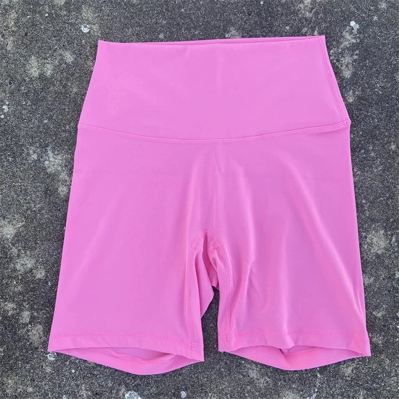 Solid Color Women Fitness Sports Short High Waist Yoga Short Leg Cycling Comprehensive Training Jog Squat Proof Internal Pocket