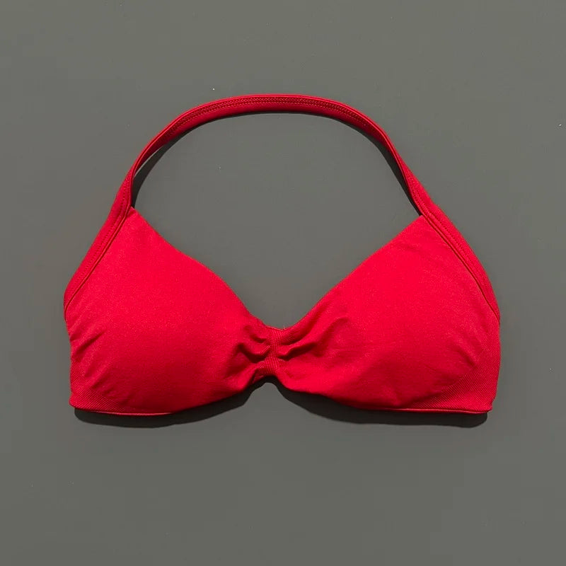 Sports Strappy Bra Yoga Underwear Women Gym Top Running Exercise Backless Bra High Support Active Wear Fitness Workout Halter
