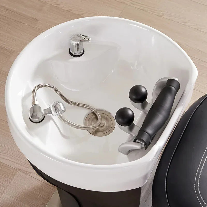 Electric Adjustable Lift Barber Chair Salon Hair Wash Shampoo Bowl Sink Shampoo Bed 2026 - Comfortable Barber Chair with Built-i