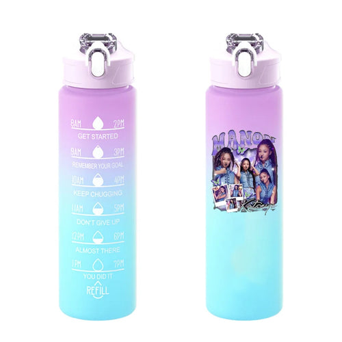 750ML Kpop Katseye Gradient Color Water Cup Popular Cartoon Print Girls Drinking Bottle Women Outdoor Portable Strawing Bottles