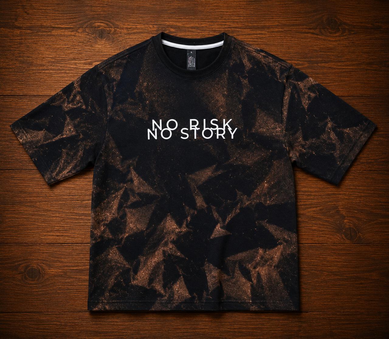 Camiseta Oversize No Risk No Story - Negro Tie-Dye